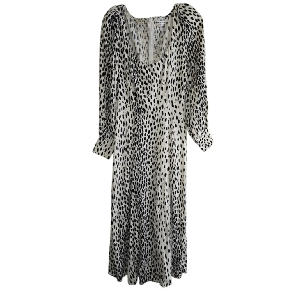 NWOT Reformation Alessi Midi Dress in
Cheetah Print Black White Long Sleeve 0 - Picture 7 of 14
